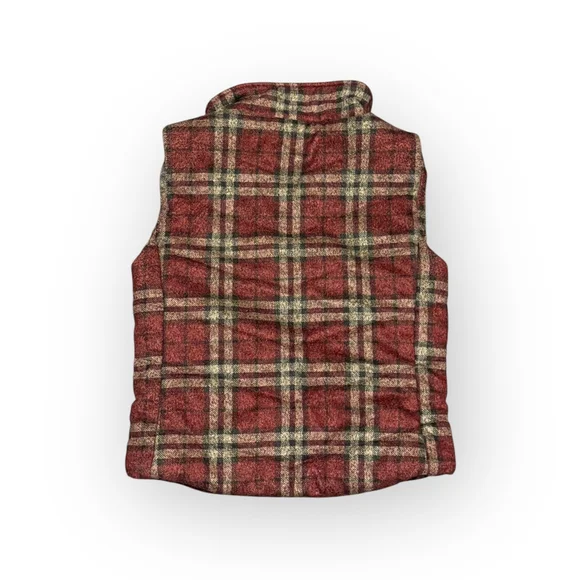 Vanilla Bay Women's Plaid Puffer Size Small Red Beige Quilted Snap Front - Picture 4 of 6